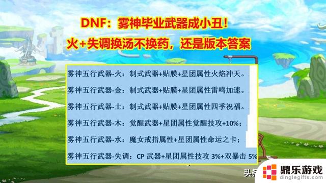 DNF：火 失调无需更改，雾神毕业武器成小丑！版本答案保持不变